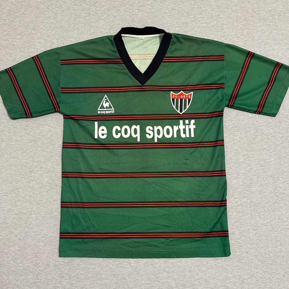Le Coq Sportif CCyDETS Mileto 8 Soccer Jersey Striped Green Mens XL 46